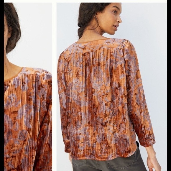 Anthropologie Faustine Velvet Peasant Blouse - Picture 5 of 7